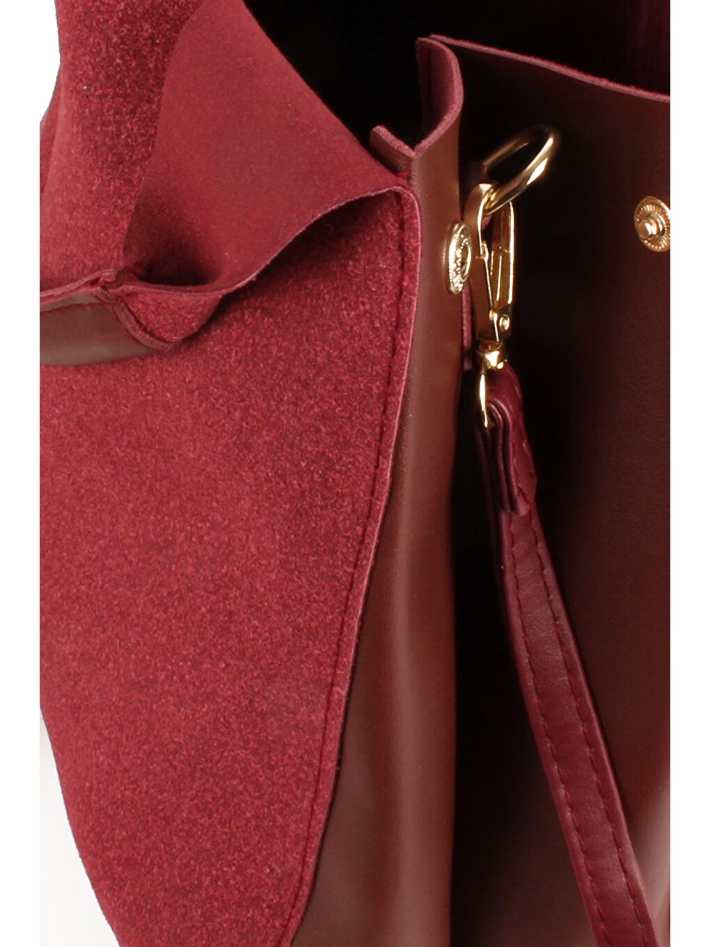 Bordo Kadın Garnilli Yarma Suni Deri Süet Yavrulu El ve Omuz Çantası (1750)-2