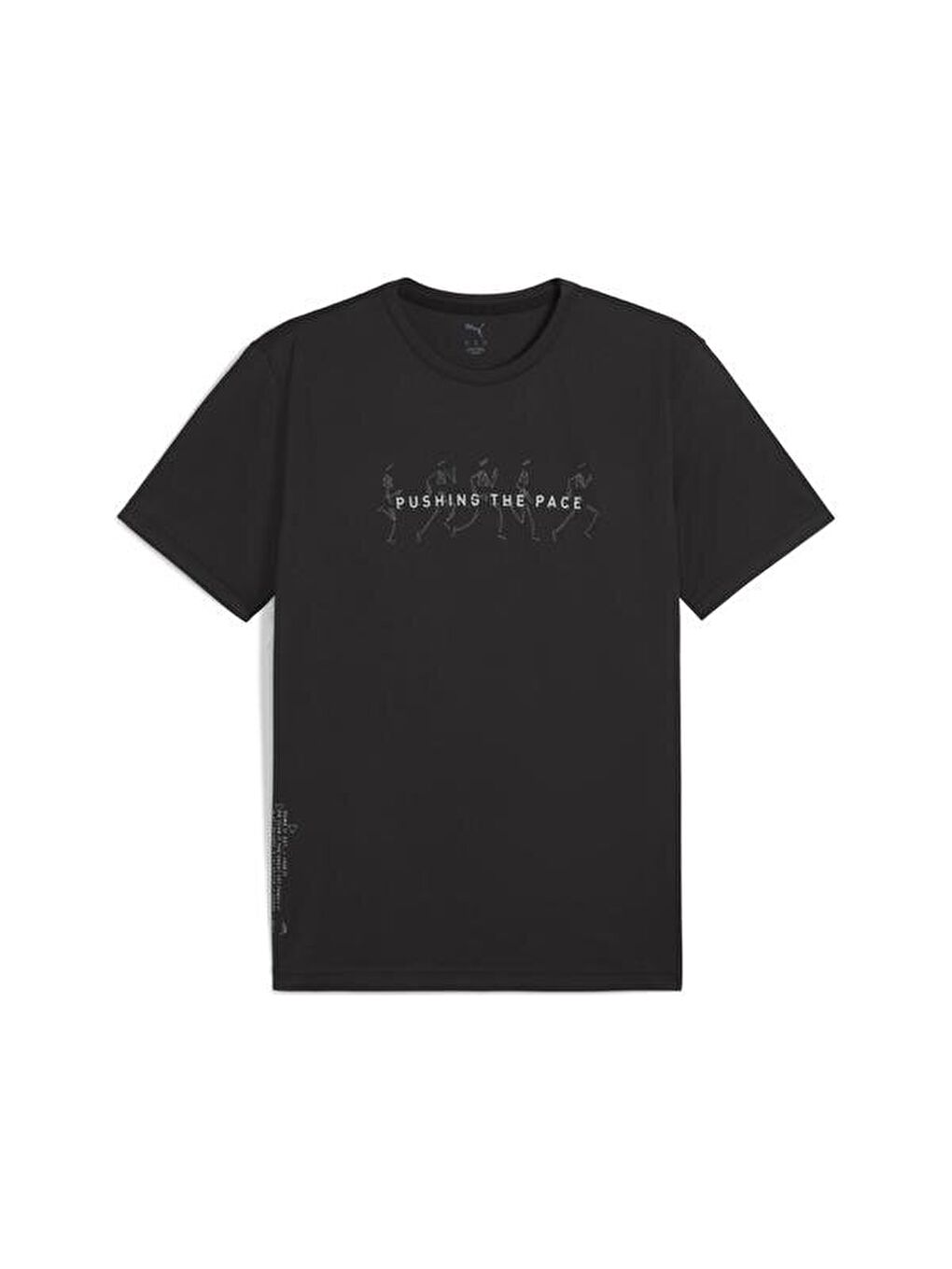Graphics Running Illustratio Erkek Siyah Yuvarlak Yaka Tişört-2
