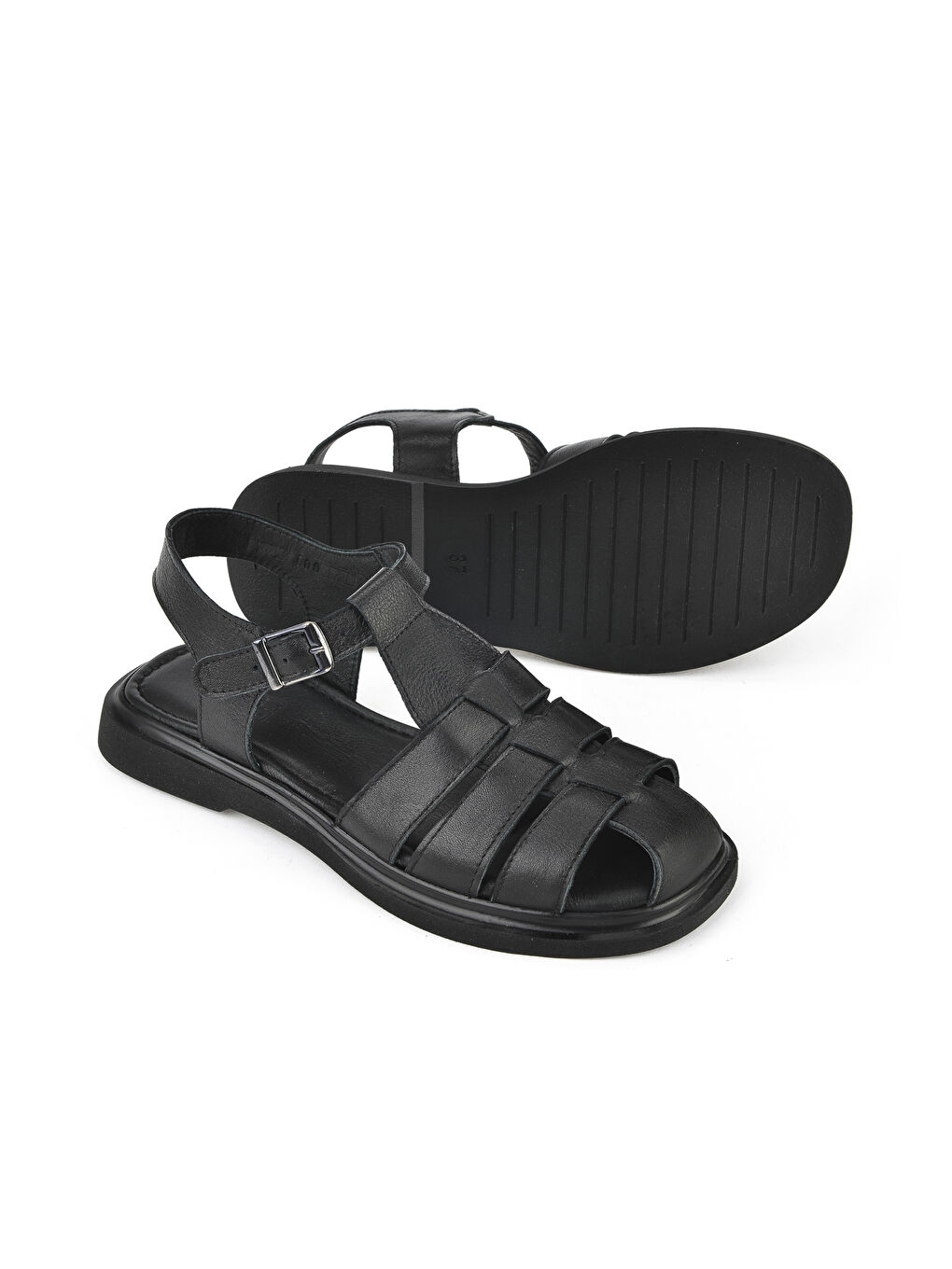 Kadın Hakiki Deri Sandalet 1511047Z600 Siyah-3