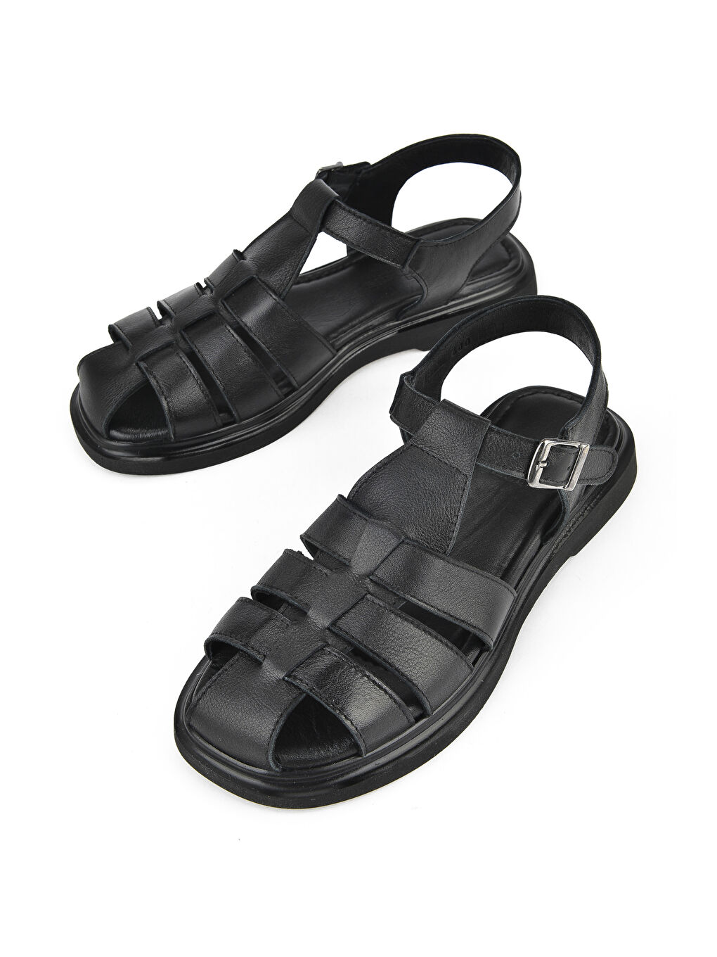 Kadın Hakiki Deri Sandalet 1511047Z600 Siyah-4