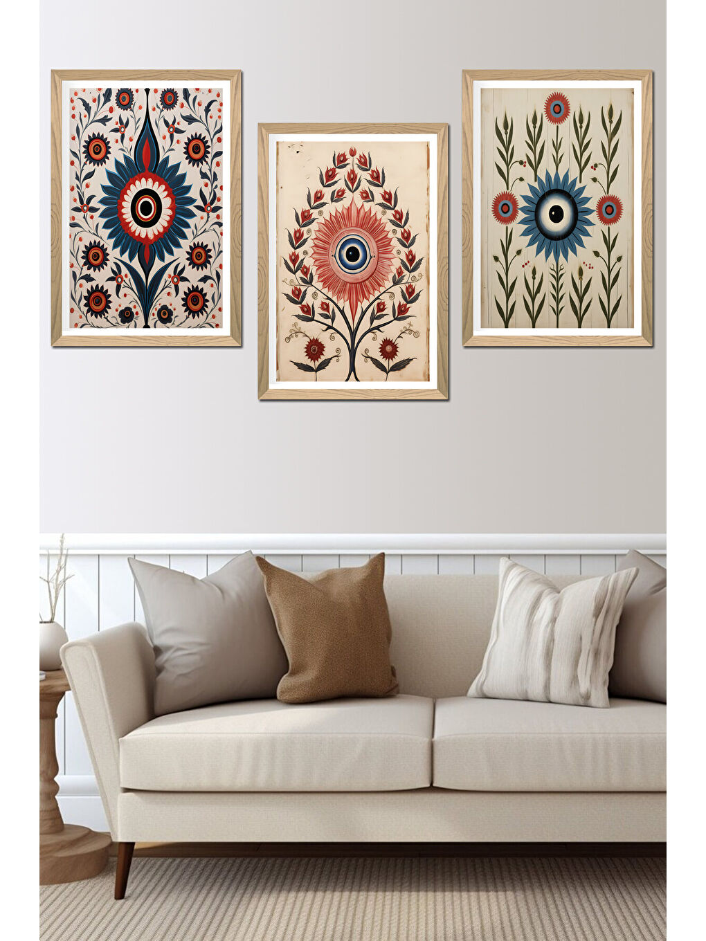 Beyaz 3 Parça Ahşap Çerçeve Görünümlü MDF Poster Tablo Seti - Set 03 - MDFYSB3SET03-2030