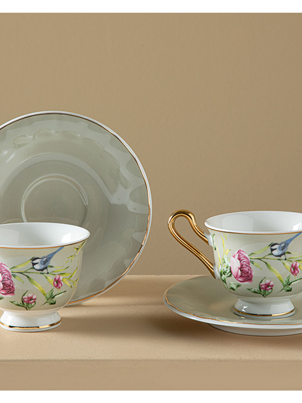 Vanilla New Bone China Kahve Fincan Takımı 4 Parça 2 Kişilik Açık Gri-1