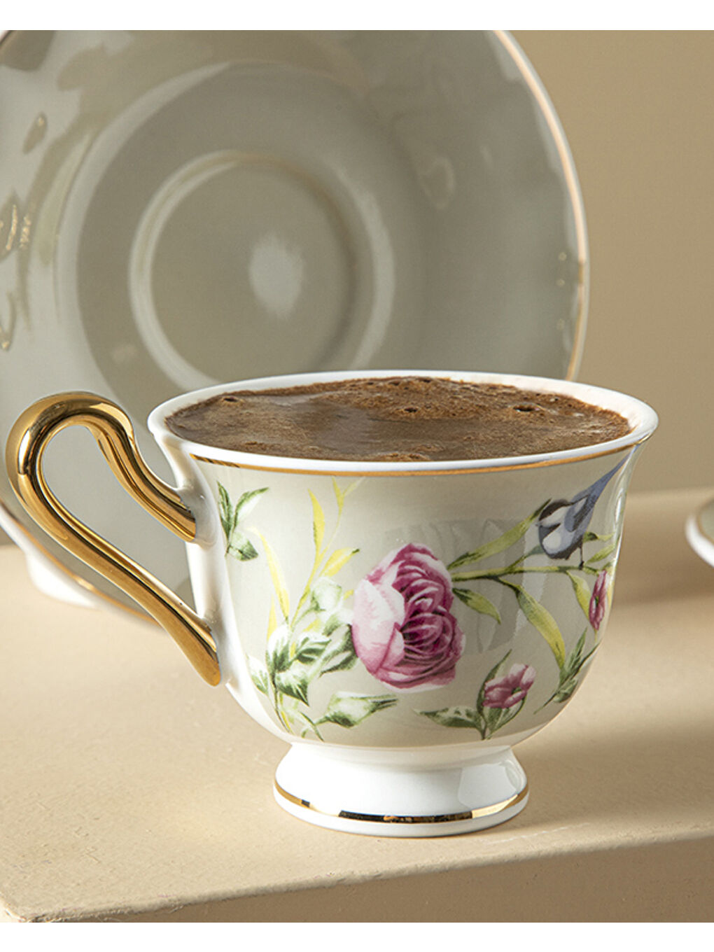 Vanilla New Bone China Kahve Fincan Takımı 4 Parça 2 Kişilik Açık Gri-2