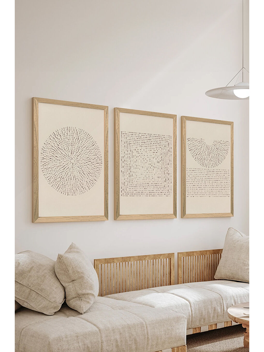 Beyaz 3 Parça Ahşap Çerçeve Görünümlü MDF Poster Tablo Seti - Set 15 - MDF3DSOHOSET15-1520