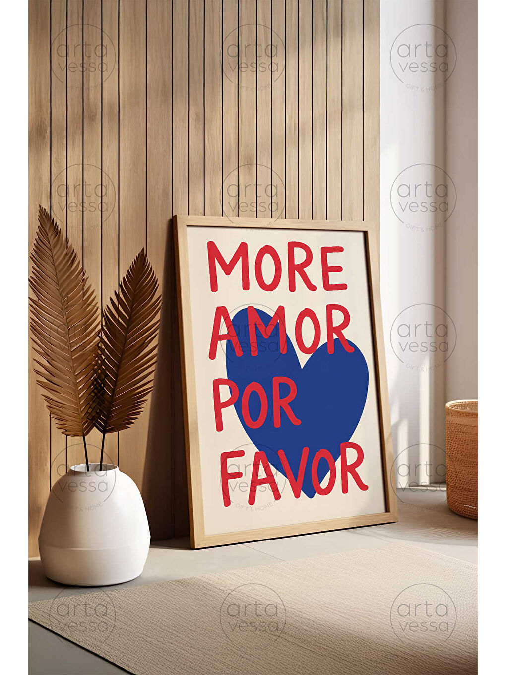 Beyaz Tek Parça Ham Renk Gerçek Ahşap Çerçeveli Tablo - TEKARTCRVMDF-6 - TEKARTCRVMDF6-5070-1