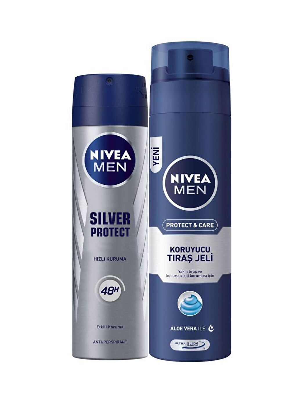 NIVEA Şeffaf Silver Protect Erkek Deosprey 150 ml + Tıraş Jeli Koruyucu Ve Bakım İçin 200 ml