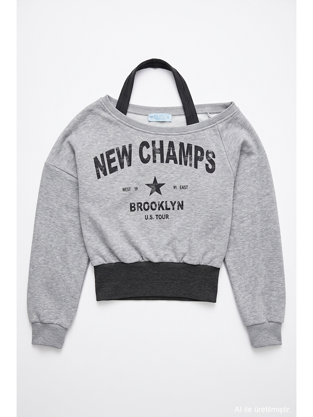 Halter Garnili Baskılı Sweatshirt Grimelanj