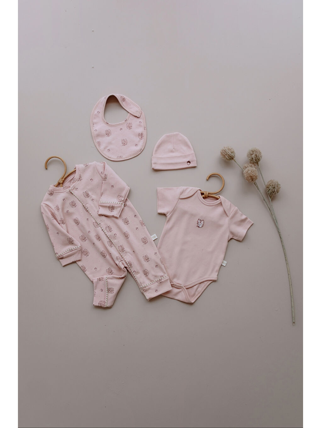 Pembe Somon Sincap Serisi 4lü Yenidoğan Set (0-3 Ay)-4