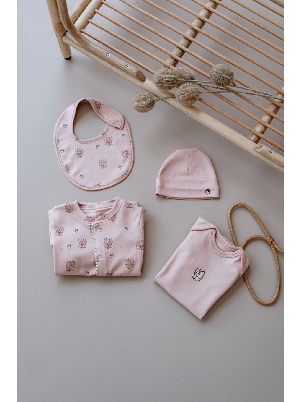 Pembe Somon Sincap Serisi 4lü Yenidoğan Set (0-3 Ay)-5