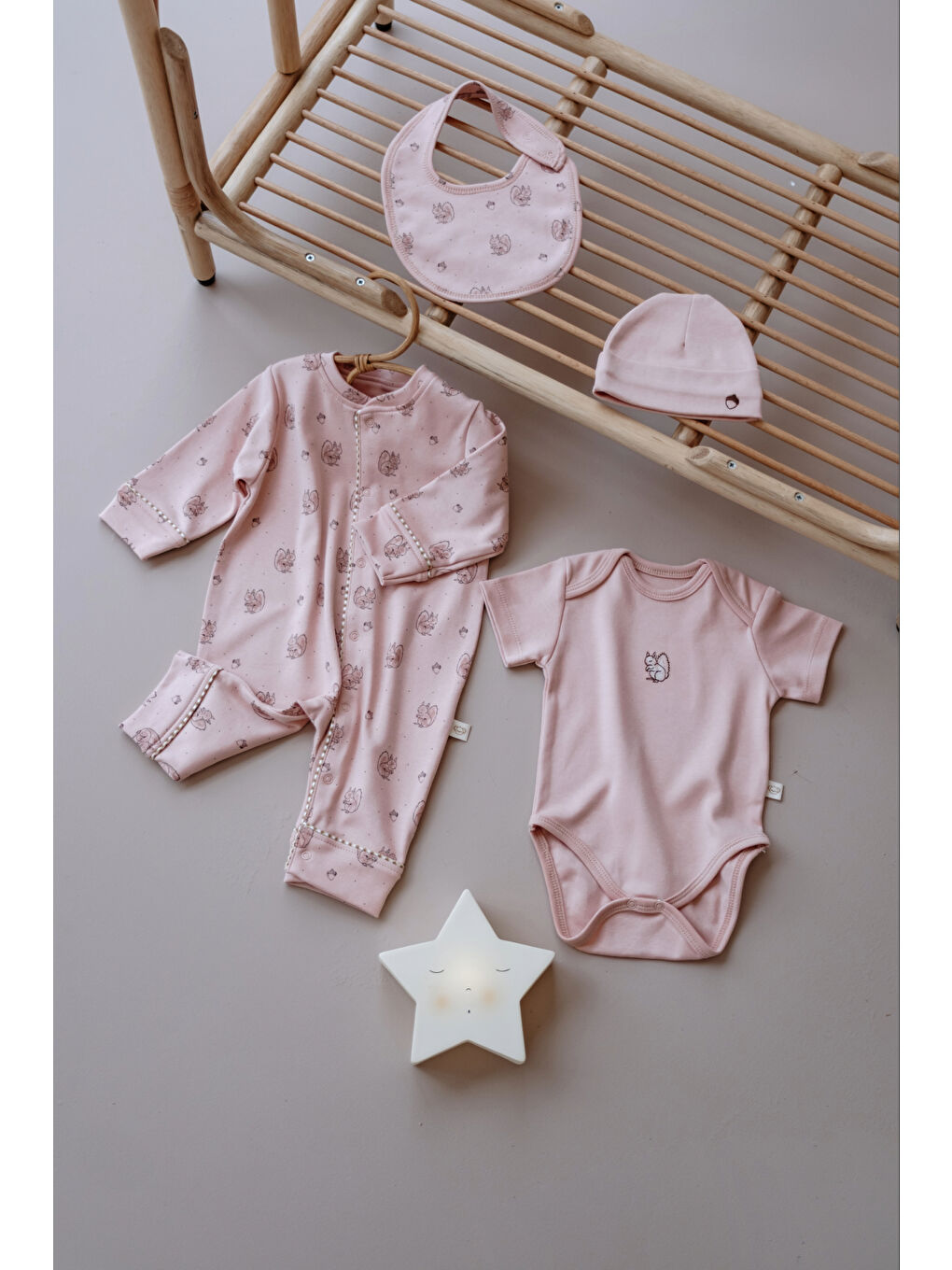 Pembe Somon Sincap Serisi 4lü Yenidoğan Set (0-3 Ay)-6