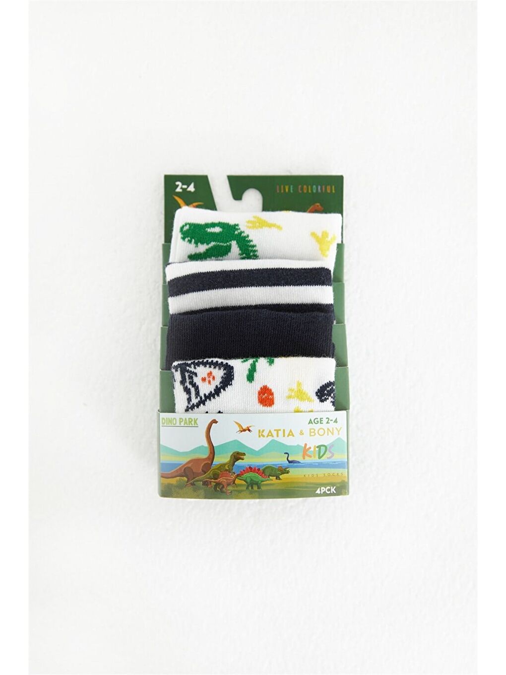 Karışık 4 Lü Paket Dinozor Erkek Çocuk Patik Çorap Desenli-1