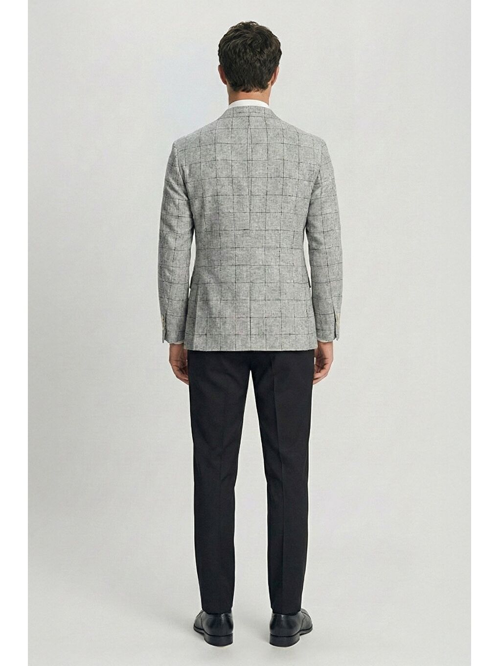 Giotelli Siyah Ekose Sivri Yaka Roma Kalıp 6 Drop Astarsız Erkek Ceket-2