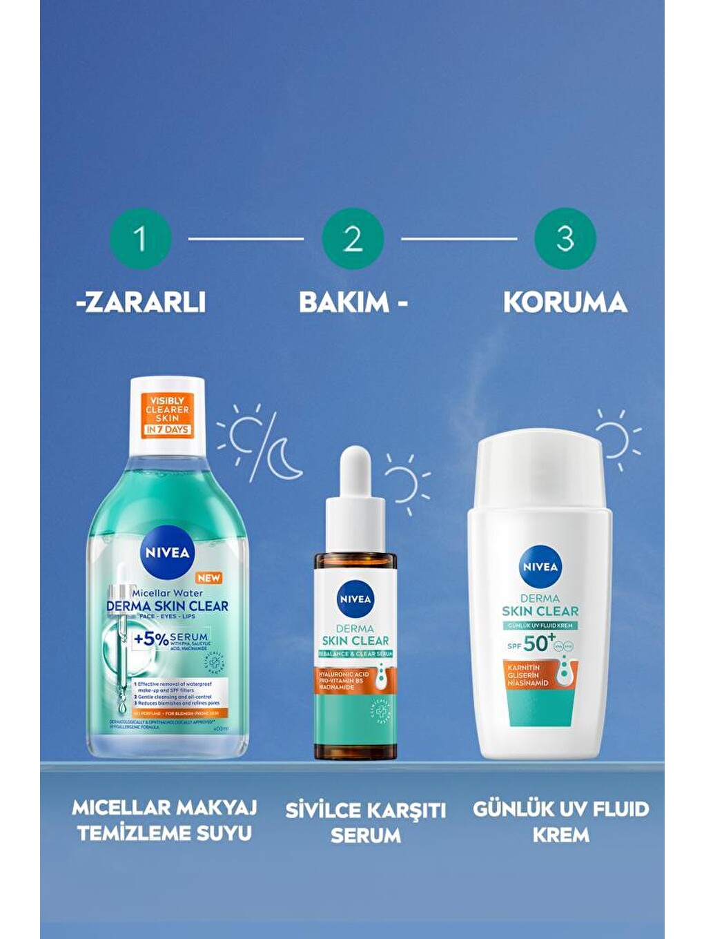Spf50 Derma Skin Clear Sivilce Karşıtı Güneş Koruyucu Yüz Krem 40ml,matlaştırıcı,niasinamid,karnitin-5