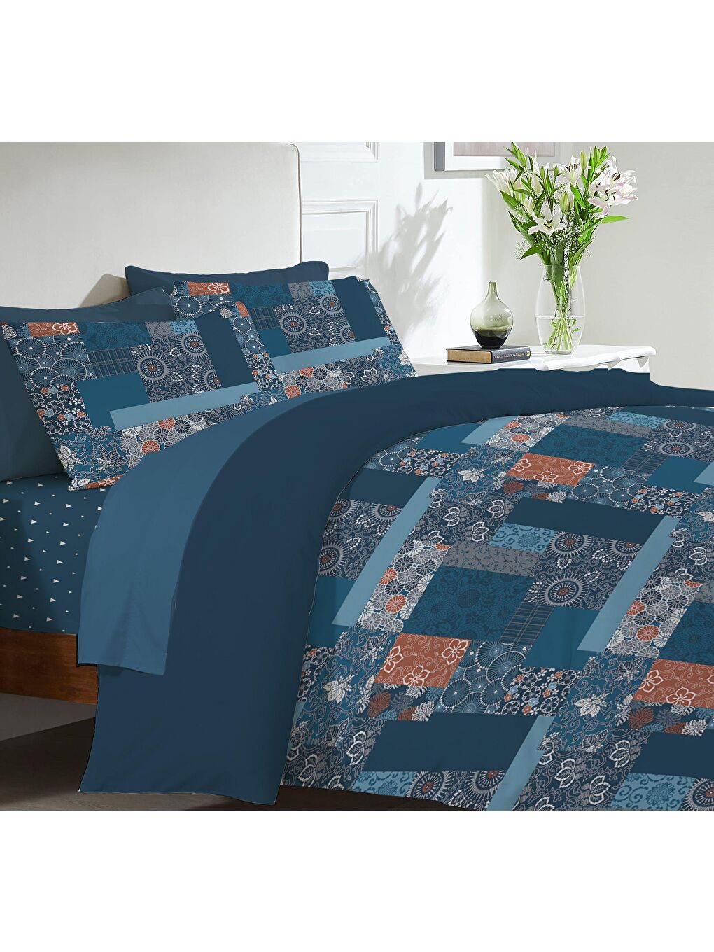 Karışık Baskılı,Desenli Çift Kişilik Nevresim Takımı (ÇARŞAFSIZ) 200x220 cm