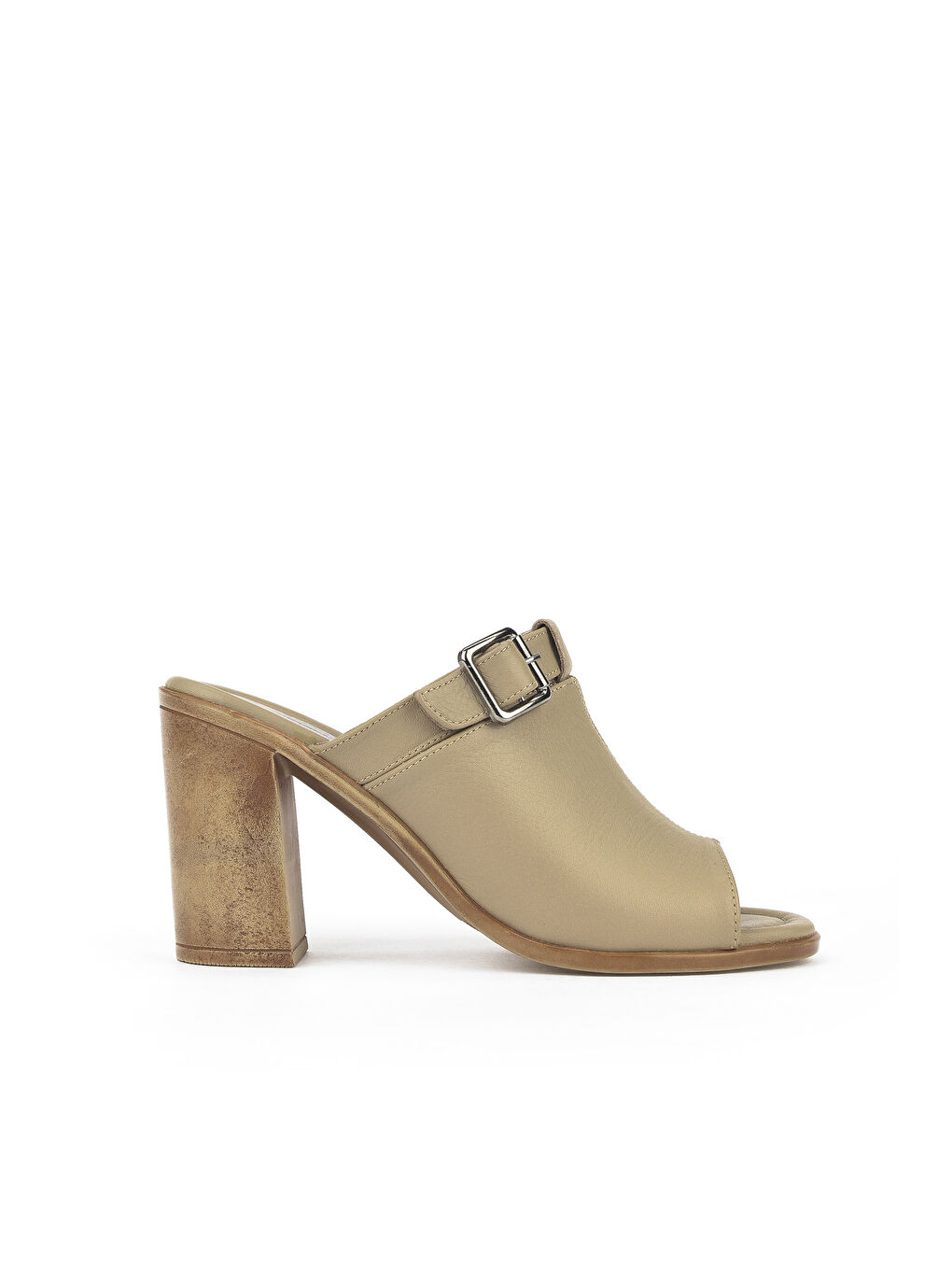 Kadın Hakiki Deri Topuklu Terlik 1511020Z1703 Bej