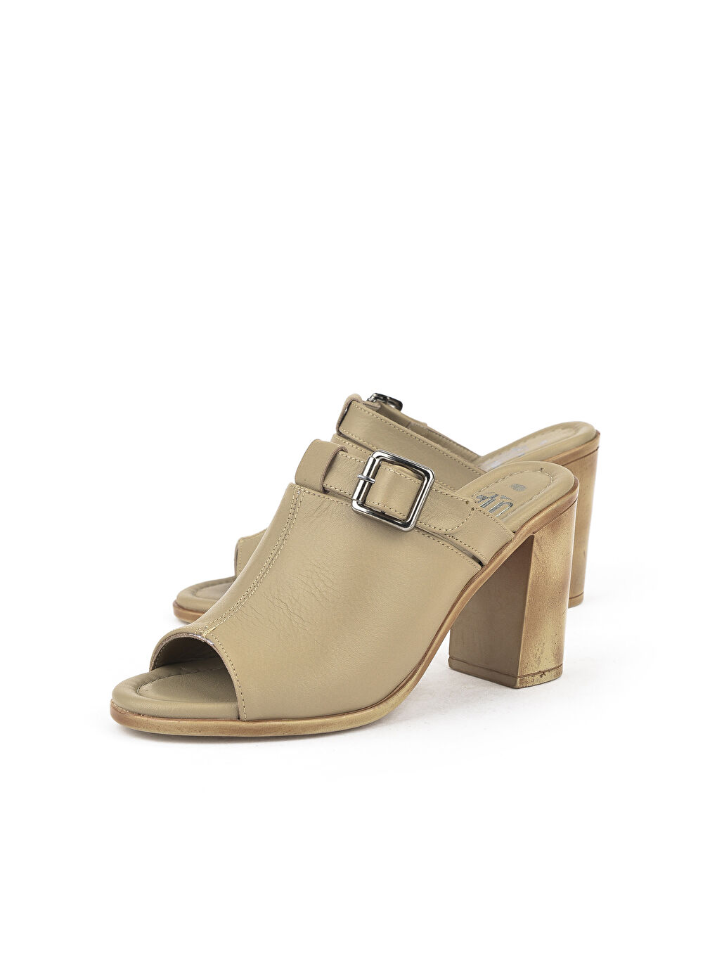Kadın Hakiki Deri Topuklu Terlik 1511020Z1703 Bej-4