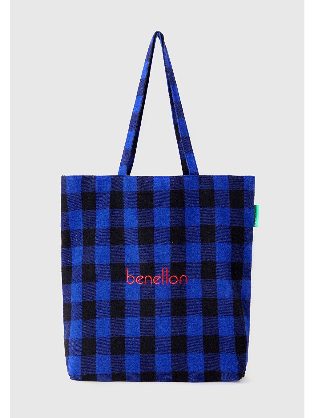 Unisex Mavi Ekoseli Tote Çanta