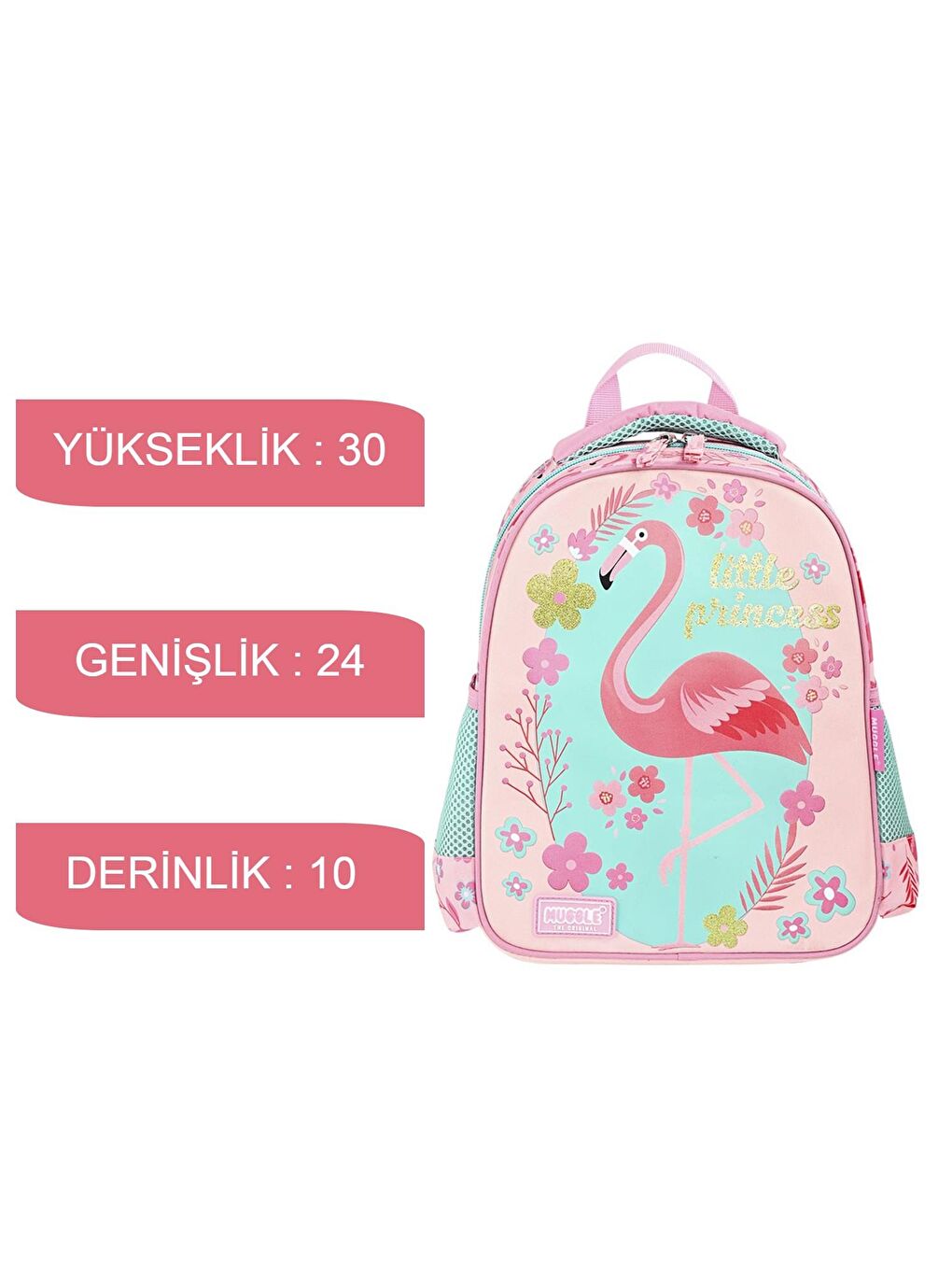 Muggle Tek Bölmeli Flamingo Anaokulu Sırt Çantası+Termoslu Beslenme Çantası - 2