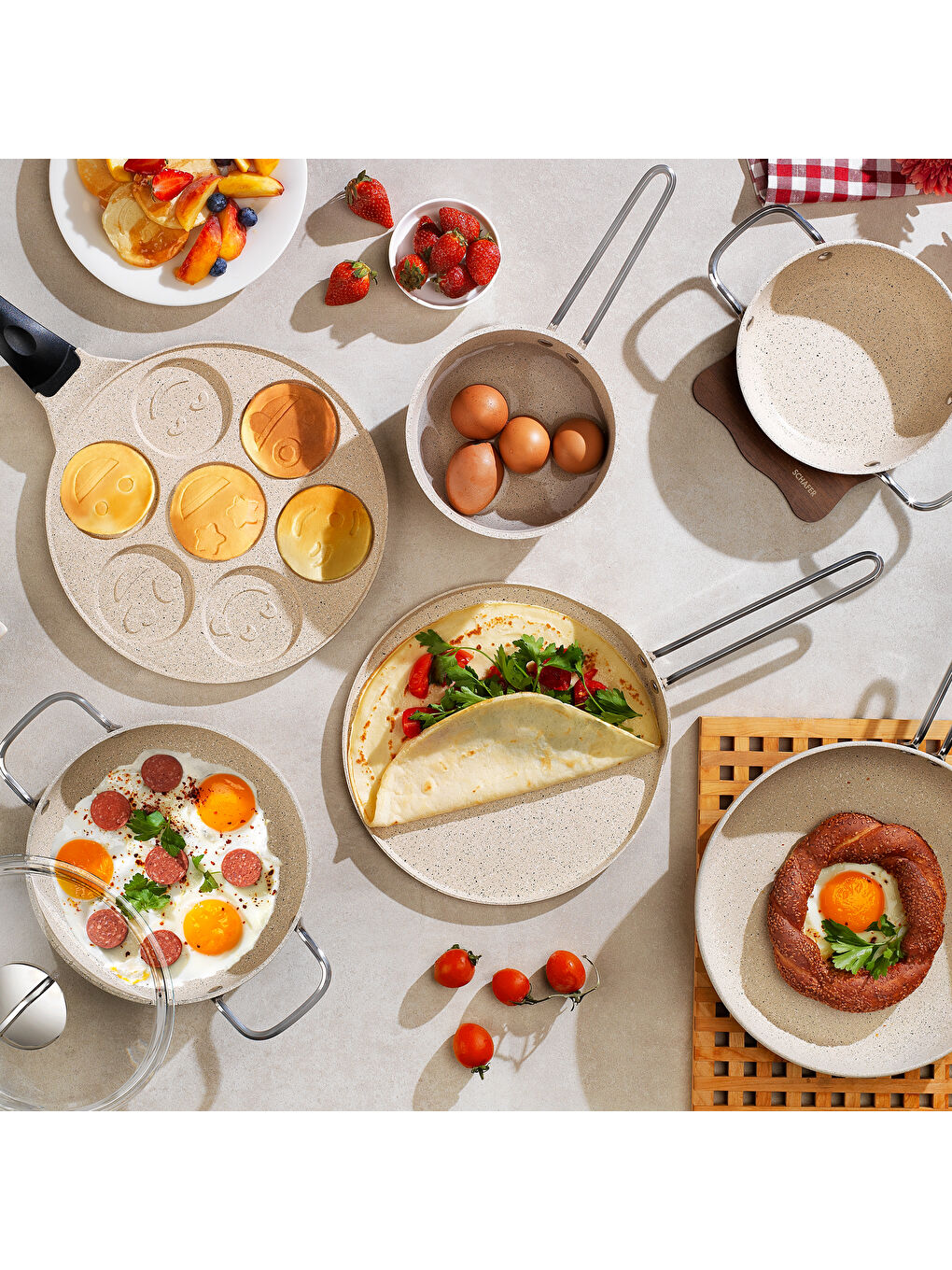 Kahverengi Breakfast Pişirme Seti 7 Parça-Kahve