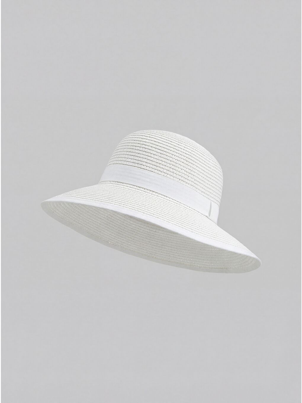 Siperli Beyaz Hasır Plaj Şapkası Y25730-27-1