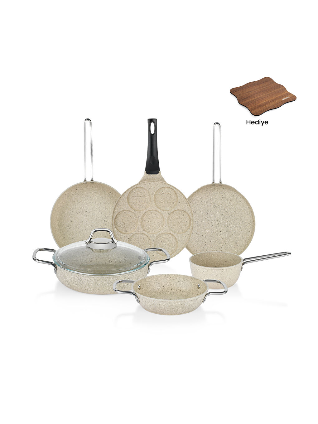 Kahverengi Breakfast Pişirme Seti 7 Parça-Kahve-1