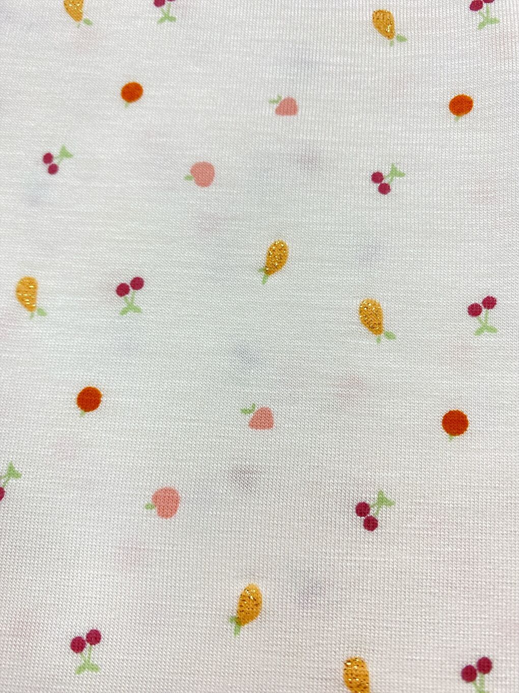 Kadın Beyaz Meyve Desenli Viskon Yüksek Kaliteli Esnek Pijama Altı-3