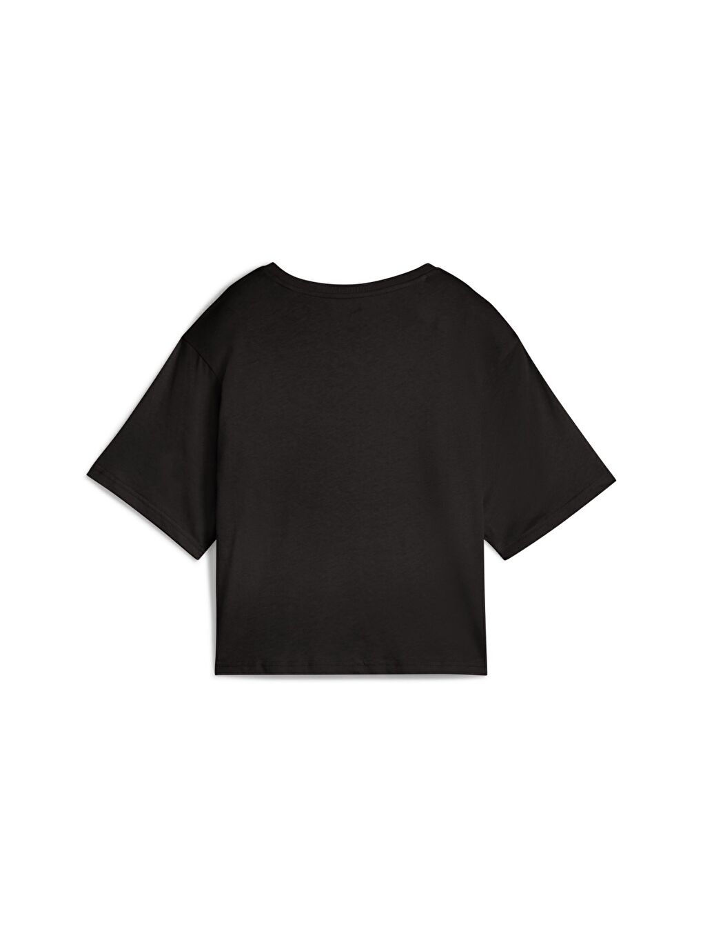 Essentials Cropped No 1 Logo Kadın Siyah Yuvarlak Yaka Tişört-1