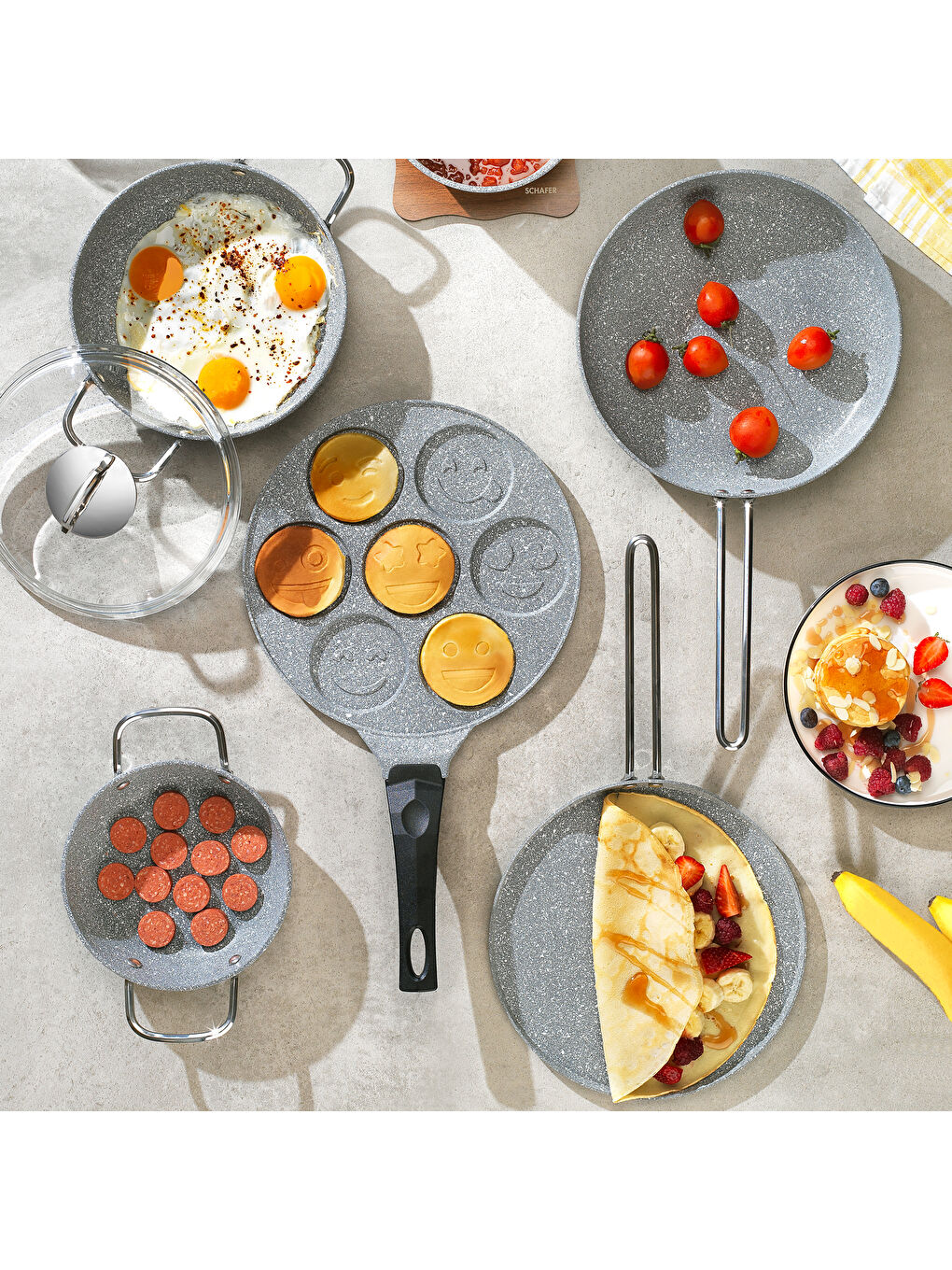 SCHAFER Breakfast Pişirme Seti 7 Parça-Gri