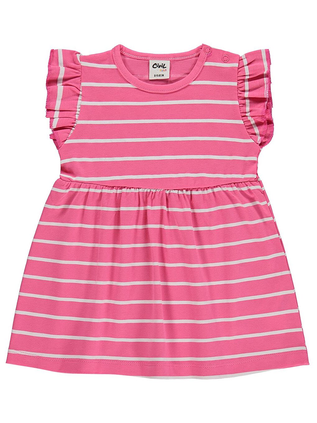 Fuşya Baby Çizgi Emp Deniz Kızı 6-18 Ay Elbise - Fusya