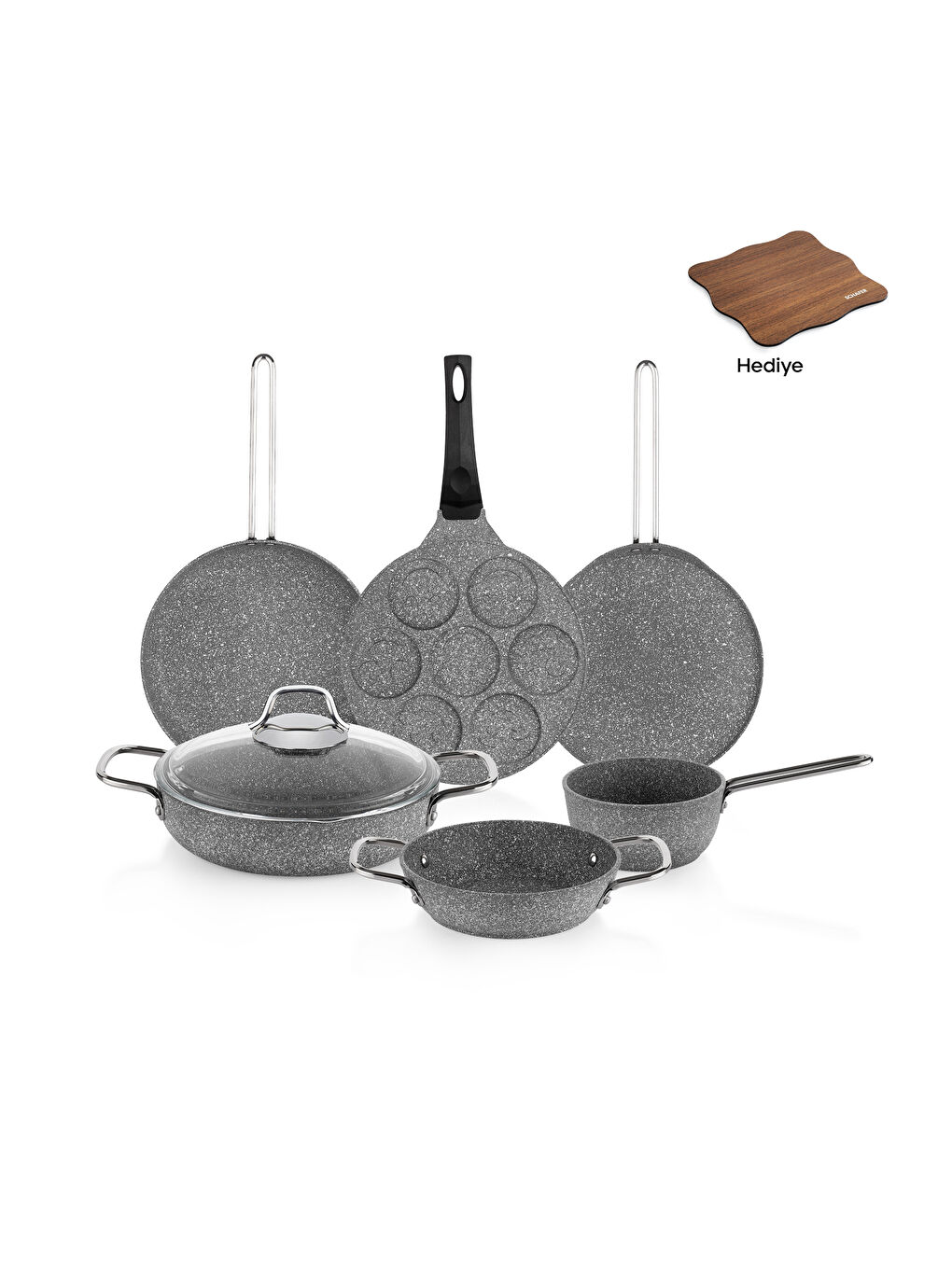 SCHAFER Breakfast Pişirme Seti 7 Parça-Gri - 1