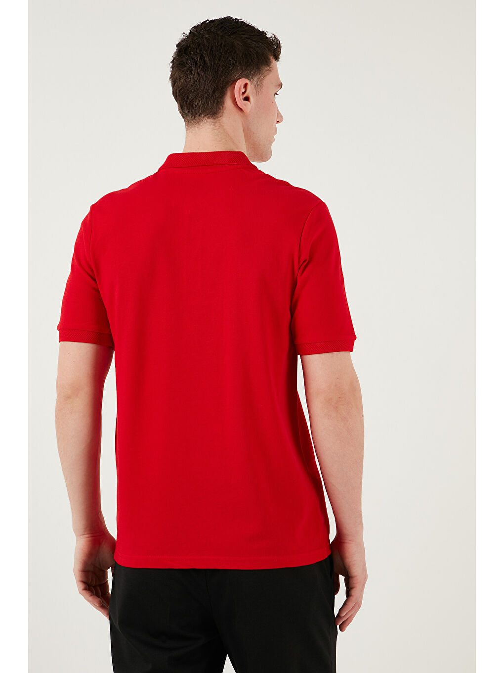 Kırmızı Pamuklu Regular Fit Yarım Fermuarlı Polo Yaka %100 Pamuk Tişört 5903008-6