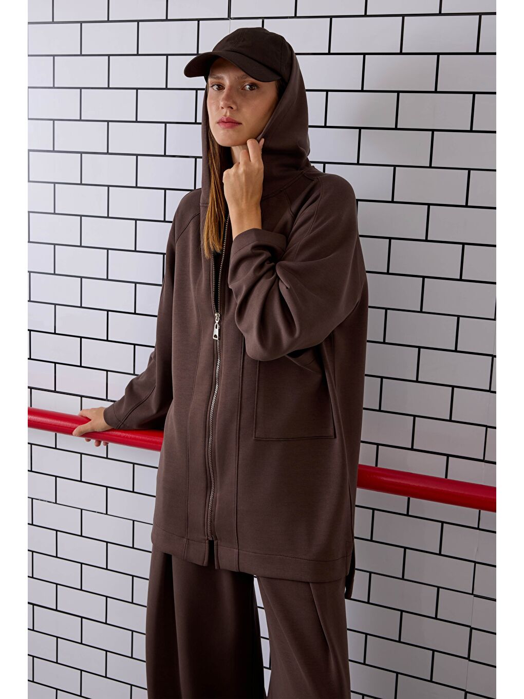 Kahverengi Örme Modal Sweat Acı Kahve