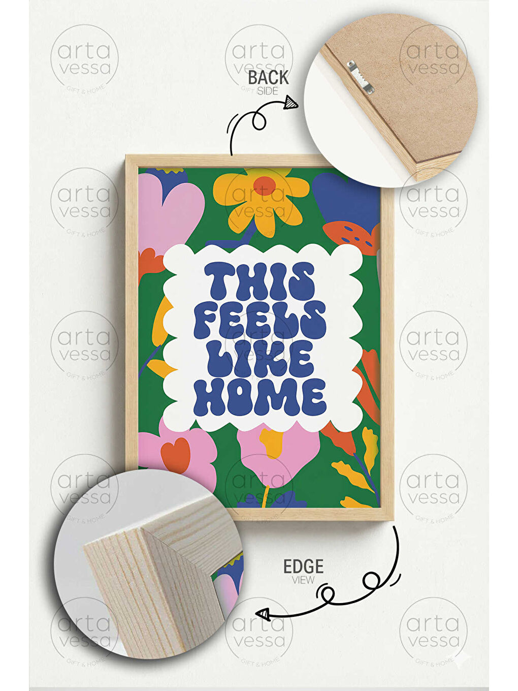 Beyaz Tek Parça Ham Renk Gerçek Ahşap Çerçeveli Tablo - TEKARTCRVMDF-1 - TEKARTCRVMDF1-5070-3