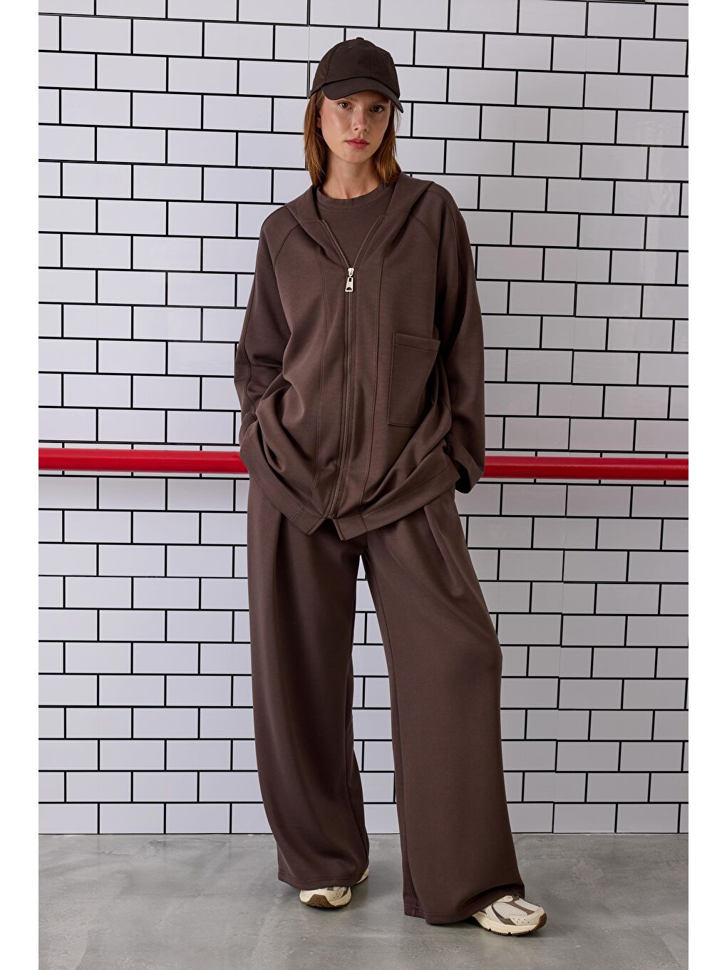 Kahverengi Örme Modal Sweat Acı Kahve-1