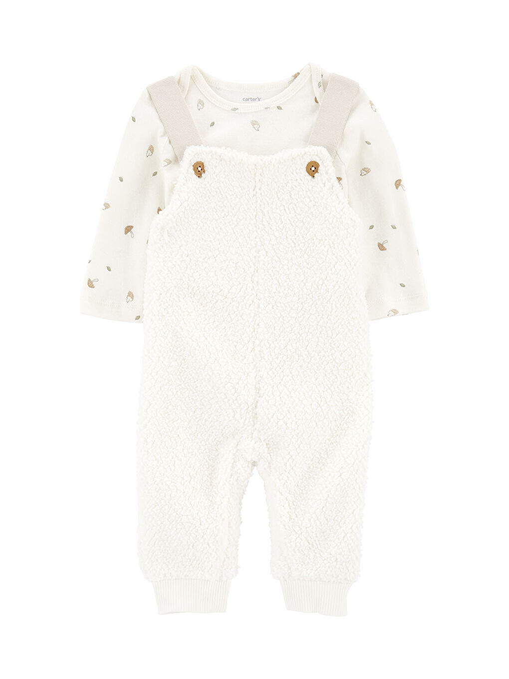 Ekru Bebek 2'li Salopet Set Krem