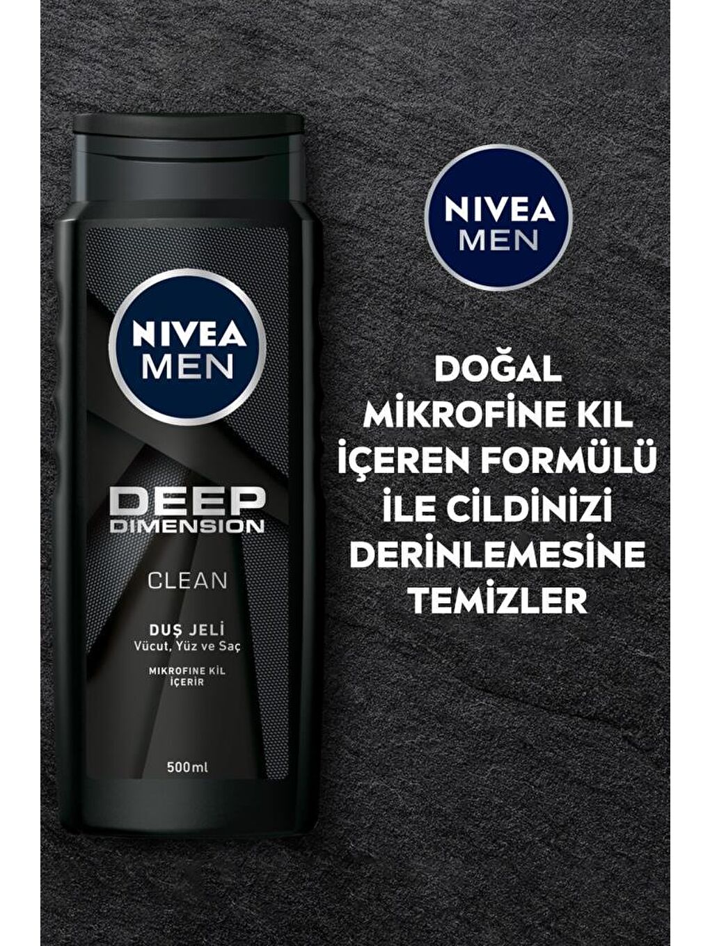 NIVEA Men Deep Dimension Duş Jeli 500 ml+ Sprey Deodorant 150 ml + Roll On Deodorant 50 ml + Banyo Lifi - 2