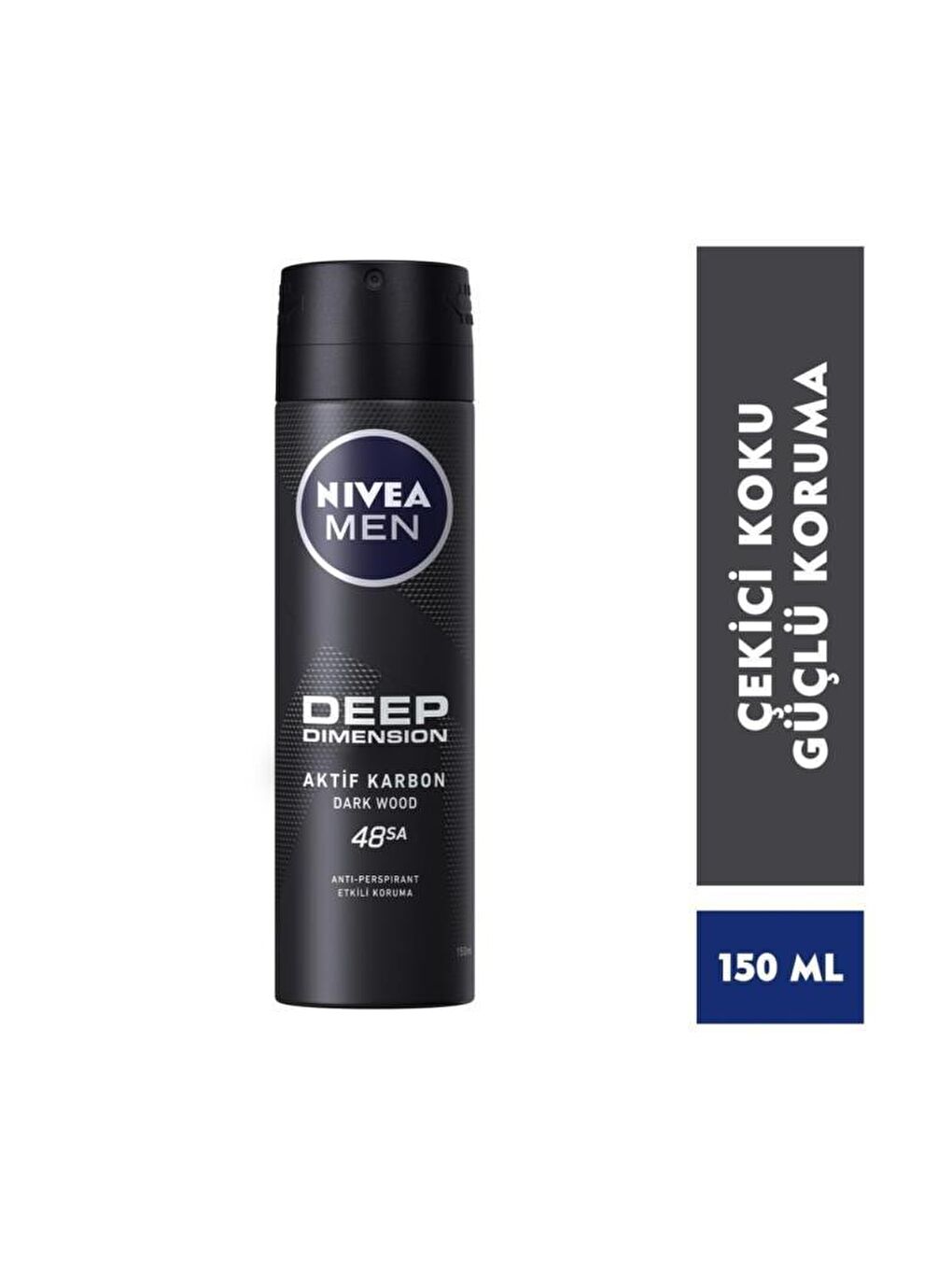 NIVEA Men Deep Dimension Duş Jeli 500 ml+ Sprey Deodorant 150 ml + Roll On Deodorant 50 ml + Banyo Lifi - 3