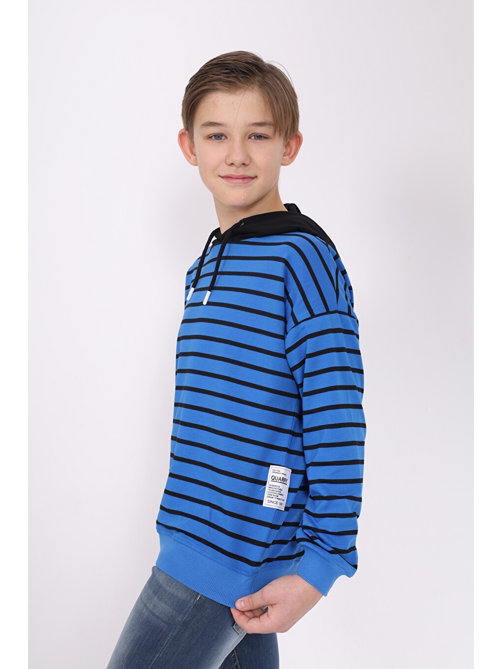Mavi Erkek Çocuk Çizgili Sweatshirt-2