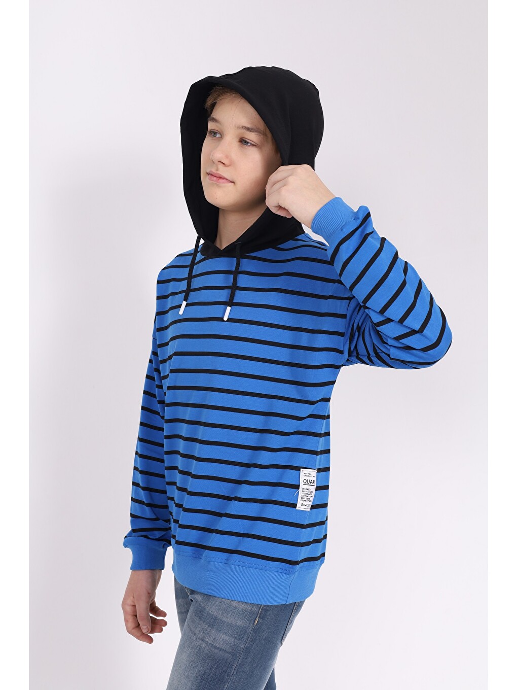 Mavi Erkek Çocuk Çizgili Sweatshirt-4