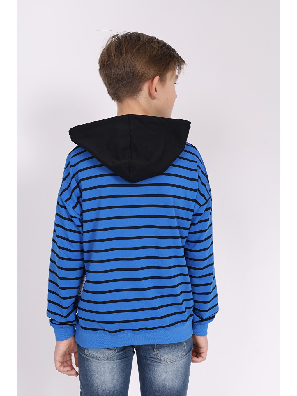 Mavi Erkek Çocuk Çizgili Sweatshirt-5