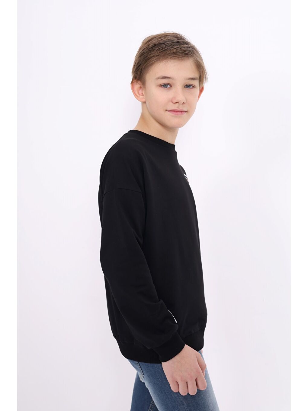 Siyah Erkek Çocuk Baskılı Sweatshirt-4