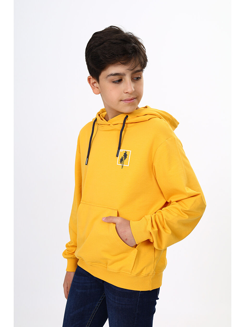 Sarı Erkek Çocuk Baskılı Sweatshirt-1