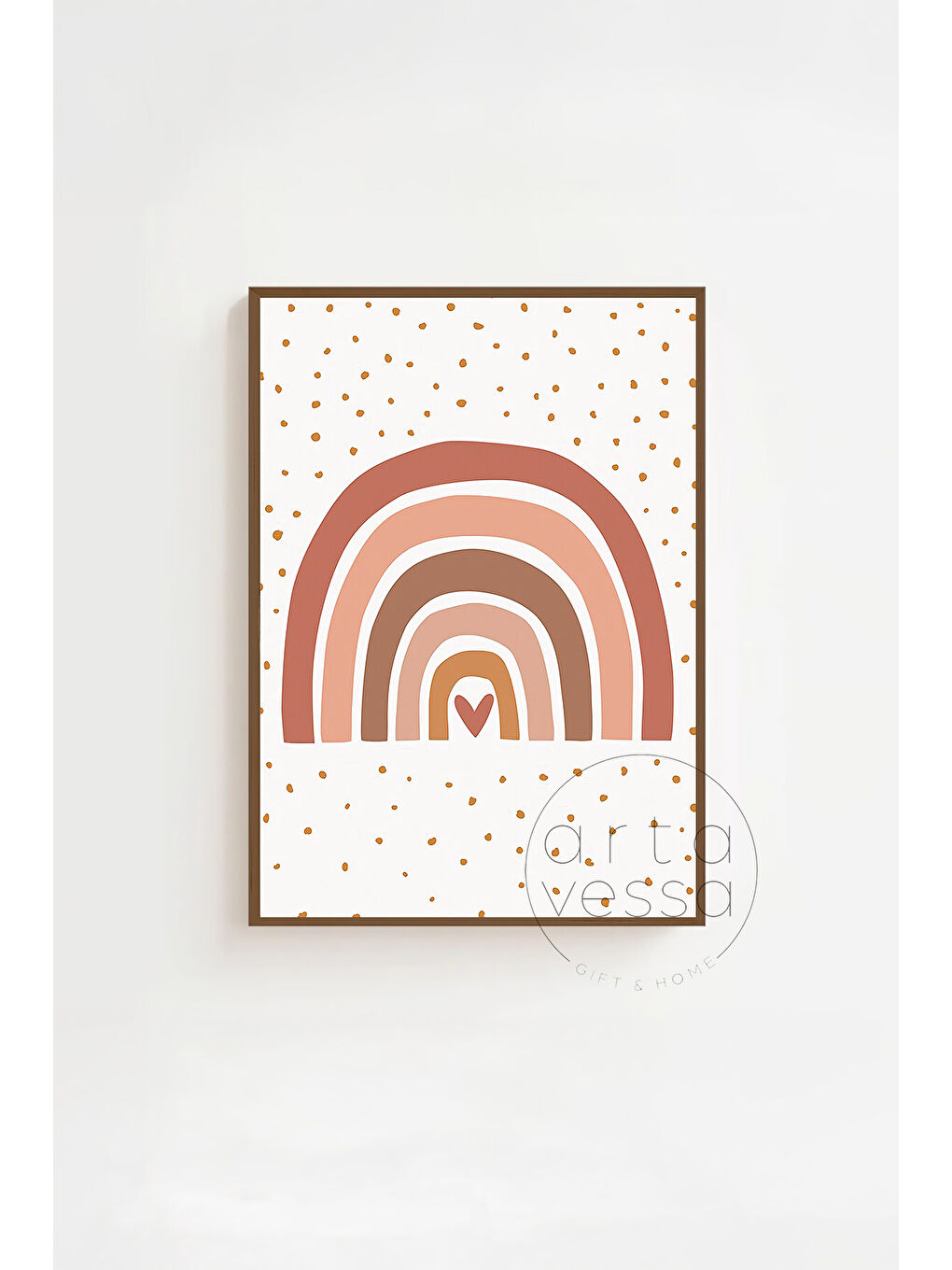 Beyaz 3 Parça Kahverengi Gerçek Ahşap Çerçeveli Tablo Seti - Model 3 - ERSY3KHVCRV3-2030-1