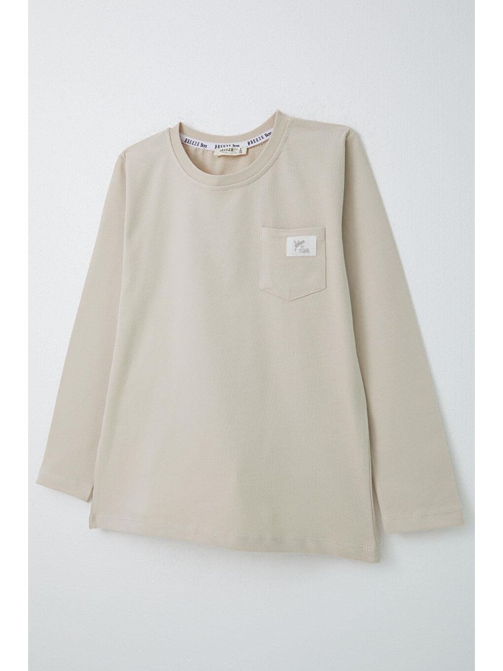 Erkek Çocuk Uzun Kollu Tişört Cool Yazı Armalı Cepli Bej (4-8 Yaş)-2