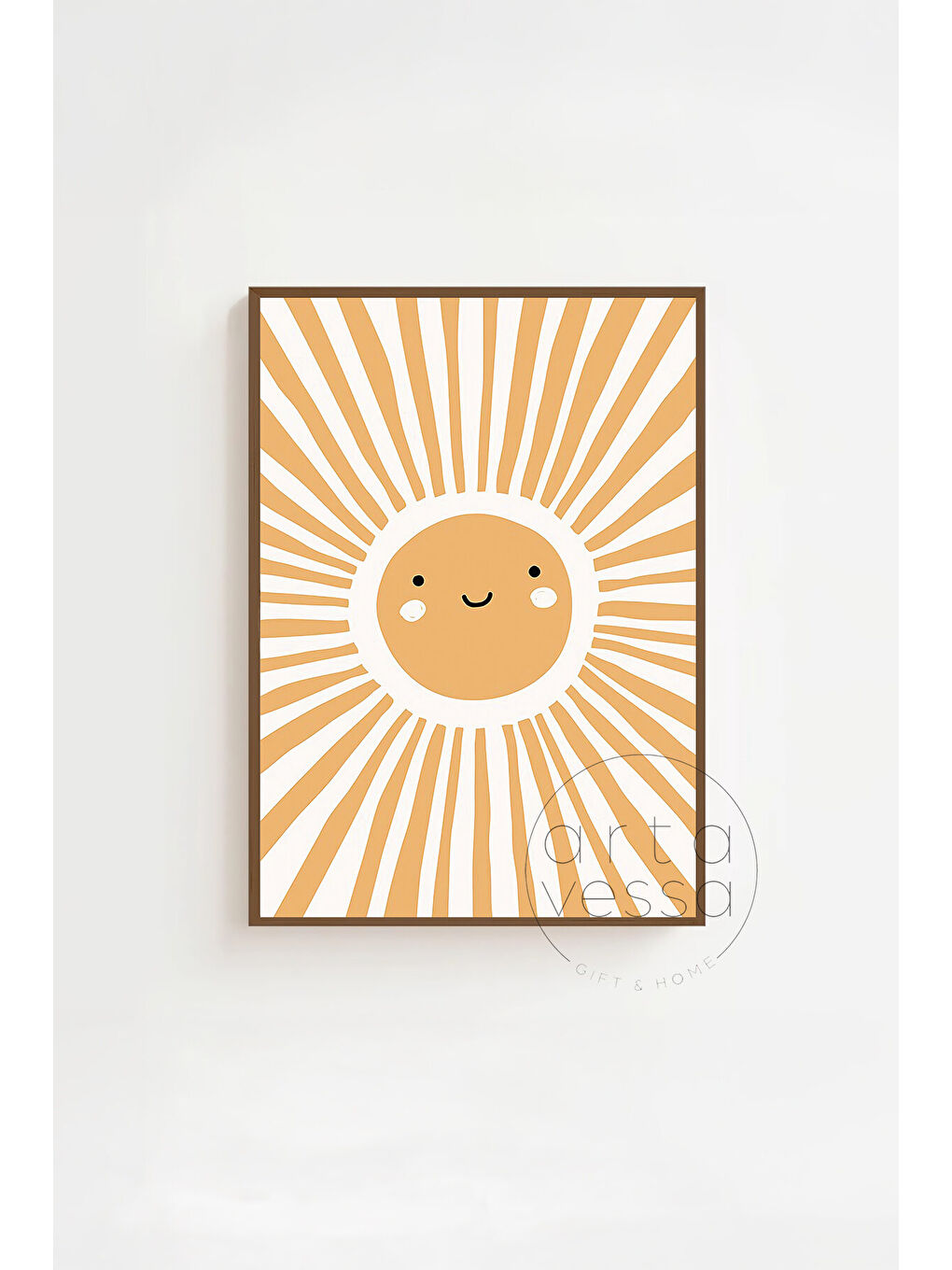 Beyaz 3 Parça Kahverengi Gerçek Ahşap Çerçeveli Tablo Seti - Model 3 - ERSY3KHVCRV3-2030-2