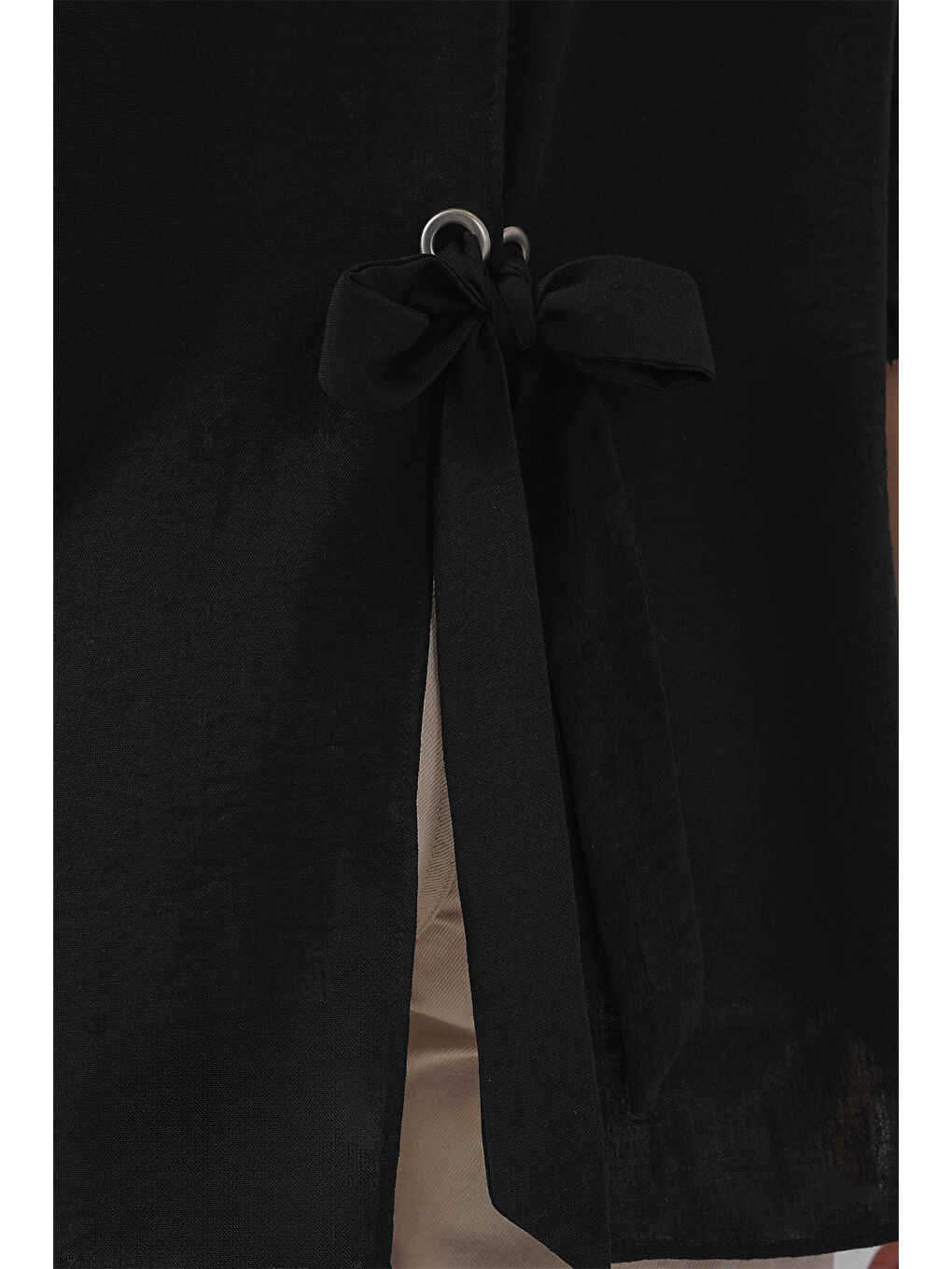 Kadın Bağlama Detaylı Ayrobin Gömlek 20290 - Siyah-5