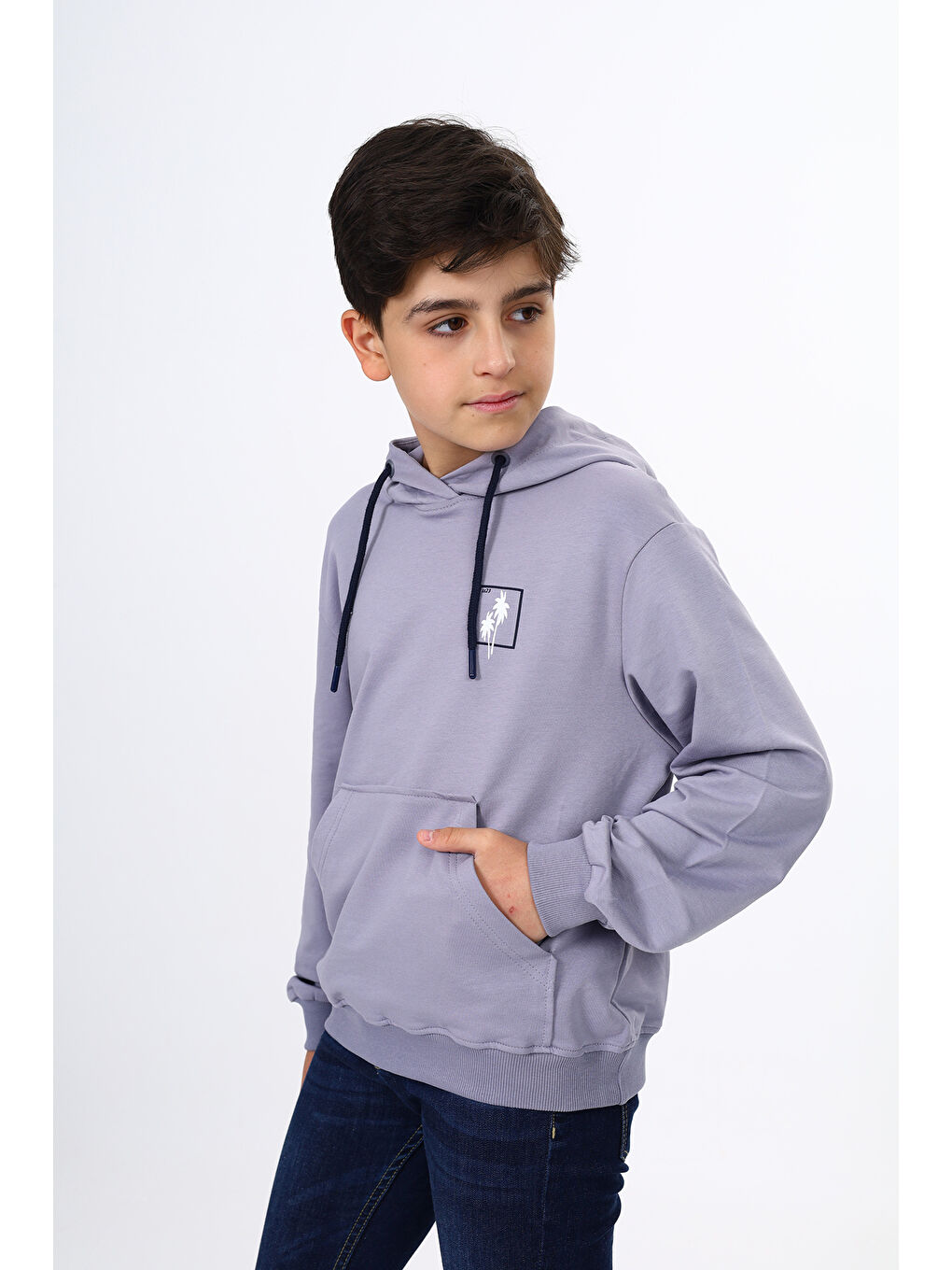 Gri Erkek Çocuk Baskılı Sweatshirt-1