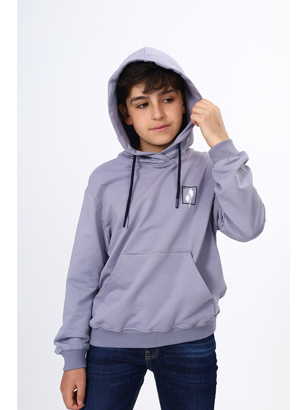 Gri Erkek Çocuk Baskılı Sweatshirt-3