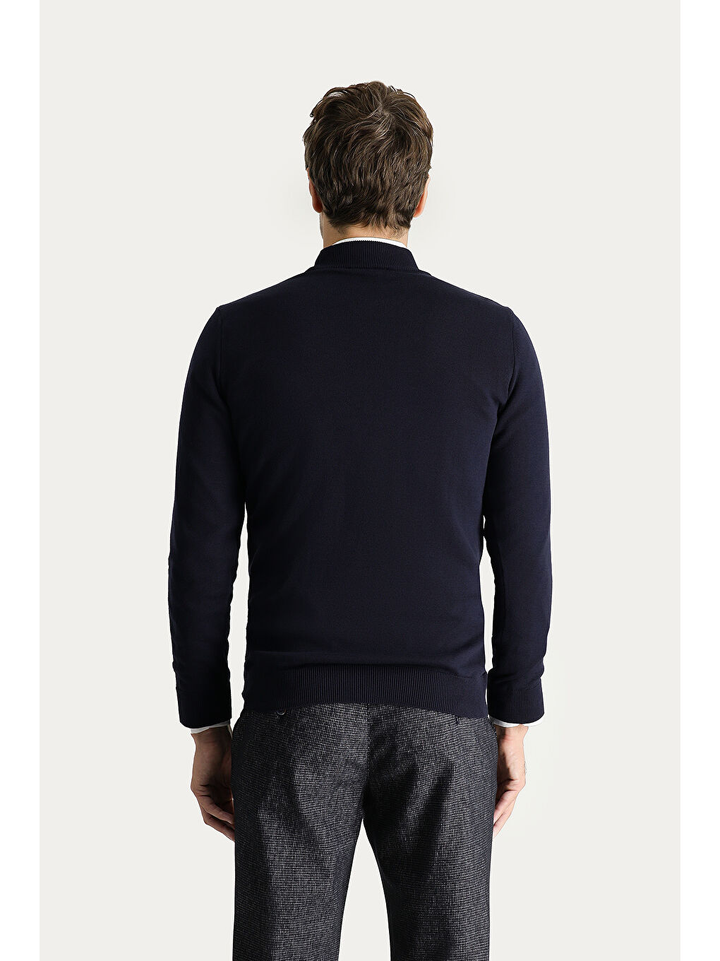 Lacivert Bato Yaka Regular Fit Pamuklu Triko Kazak-3