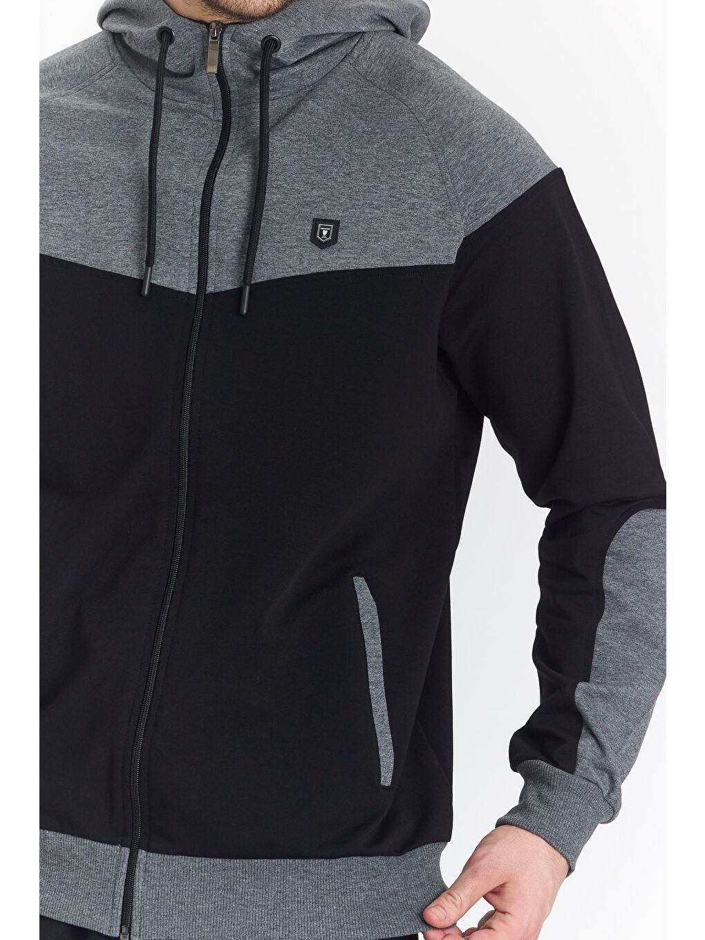 Pamuklu Kapüşonlu Siyah Erkek Eşofman Takımı 5294-S-6